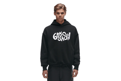 Ein beliebter 6PM Double Layer Play Hoodie Black White. - Valued