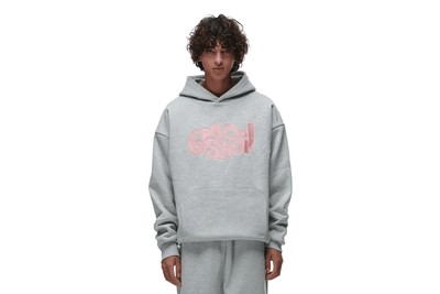 Ein beliebter 6PM Double Layer Play Hoodie Grey Pink. - Valued