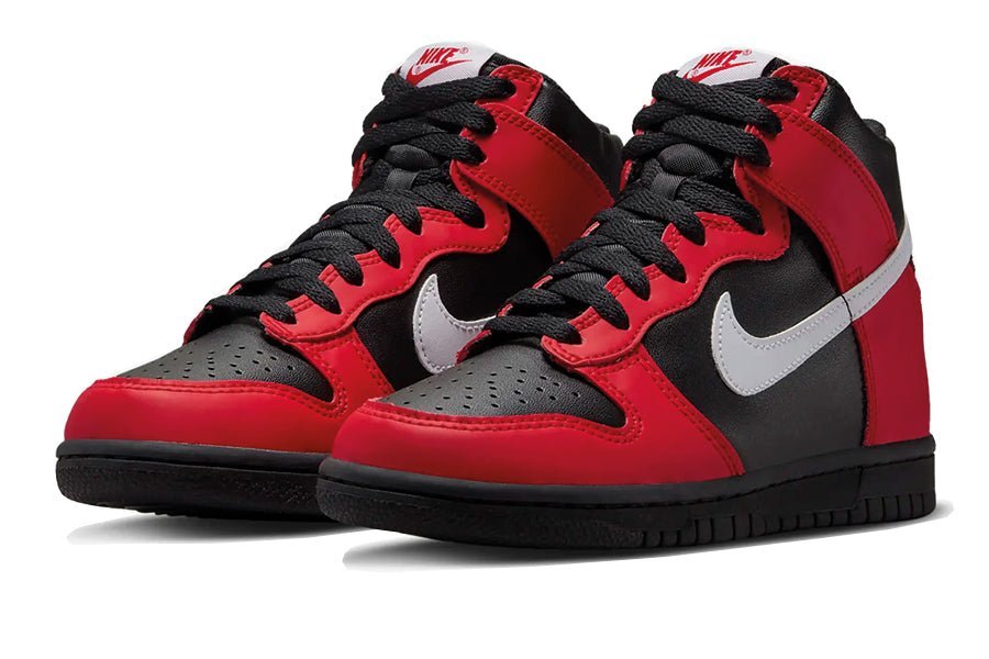 Black red white nike dunks high online